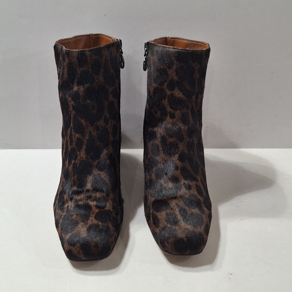 Franco Sarto Leather Calf Hair Black Brown Marquee Leopard Animal Print Boot 8.5 - Picture 5 of 13